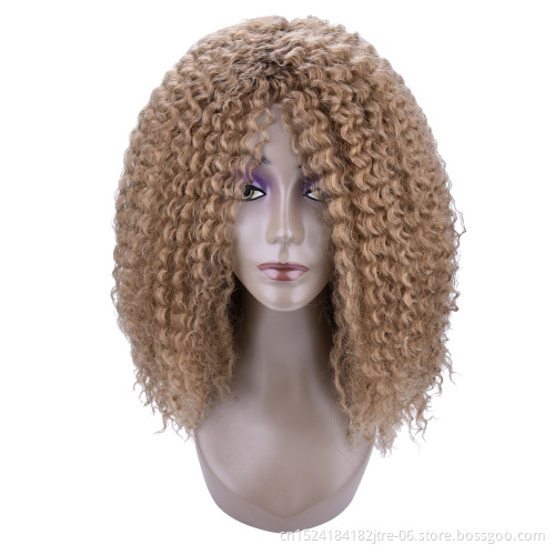 Imported japanese fiber jerry curl synthetic korean wig short, kinky curly women girls synthetic wig
